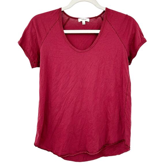 Aritzia‎ Wilfred Womens Elevated Basic Everyday Short Sleeve Tee Size S Burgundy - Picture 1 of 5